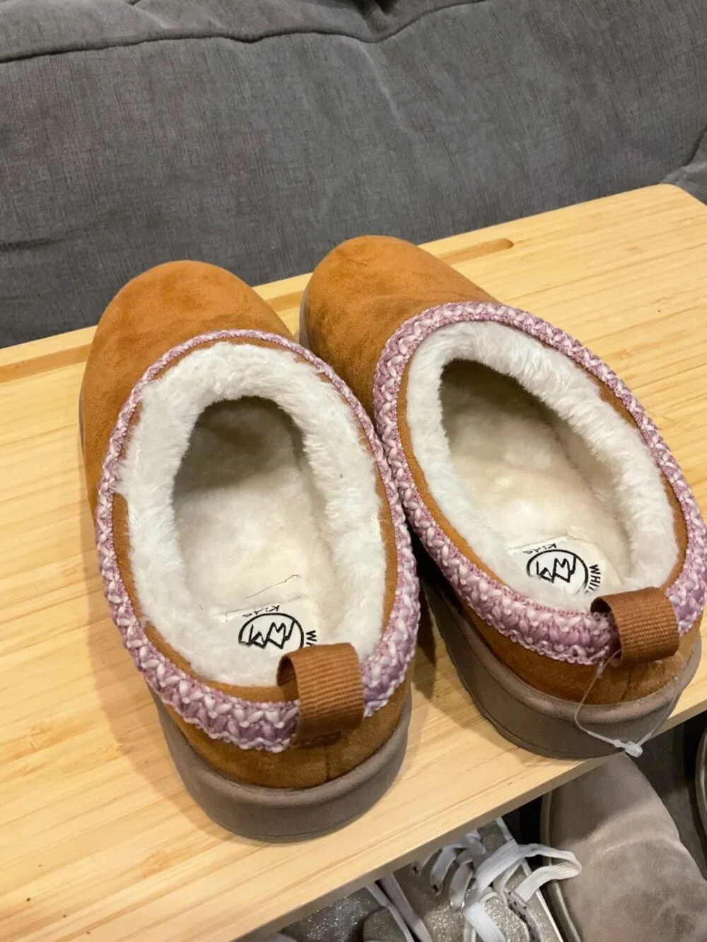 White Mountain Kids Lucianna Slippers Chestnut Faux Fur Girls Sz 3